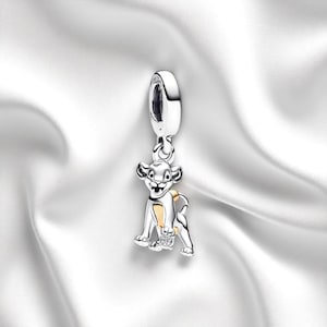 Two Tone Lion King Simba Charm, Lab Grown Diamond Pendant Charm, Animal jewellery, Fits On Pandora Bracelet, Gift For Her