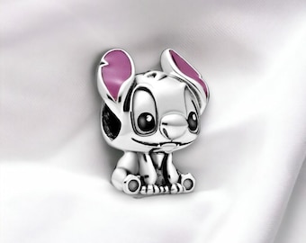 Adorable breloque en point d'argent pour bracelet, bijoux animaux mignons, breloque Lilo en argent pour bracelet, breloques de bracelet, convient à un bracelet Pandora