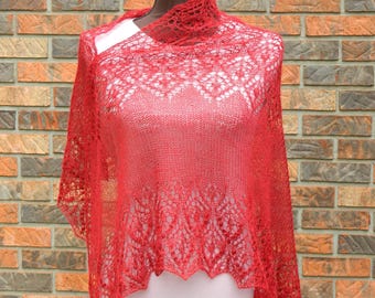 Alpaca wool lace handmade knit  shawl large wrap elegant gift for her Sophia