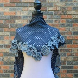 Shawl wrap floral Irish crochet lace shawl designer accessory for women