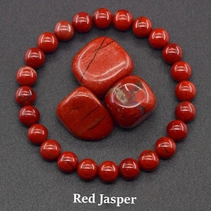 Handmade Red Jasper Bracelet – Stretchable Natural Gemstone Beaded Bracelet for Men & Women – Healing Crystal Jewelry Gift