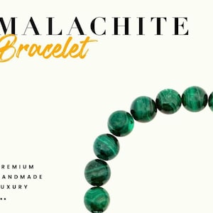 Malachite Bracelet 8mm 10mm 12mm, Natural Green Gemstone Beaded Bracelet –Handmade Stretch Bracelet for Men & Women –Healing Crystal Jewelry
