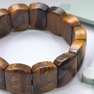Tiger Eye Bracelet | Natural Gemstone flat beads Bracelet for Men & Women | Healing Energy Jewelry