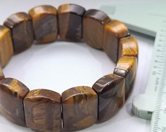Tiger Eye Bracelet | Natural Gemstone flat beads Bracelet for Men & Women | Healing Energy Jewelry