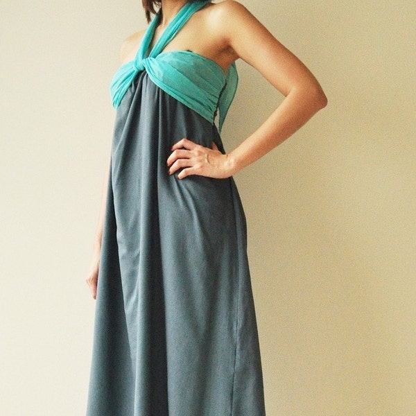 SALE 50% Feel So Good ...Dark Blue Halter Maxi Cotton dress(Limited)