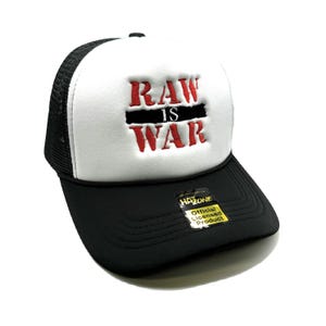 Raw is War Mesh Trucker Snapback (White/Black)