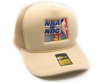 Retro Basketball 90s Mesh Trucker Snapback (Khaki)