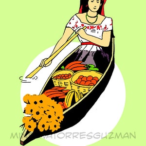 La Chalupa Loteria Pop Art Mexicano Lámina