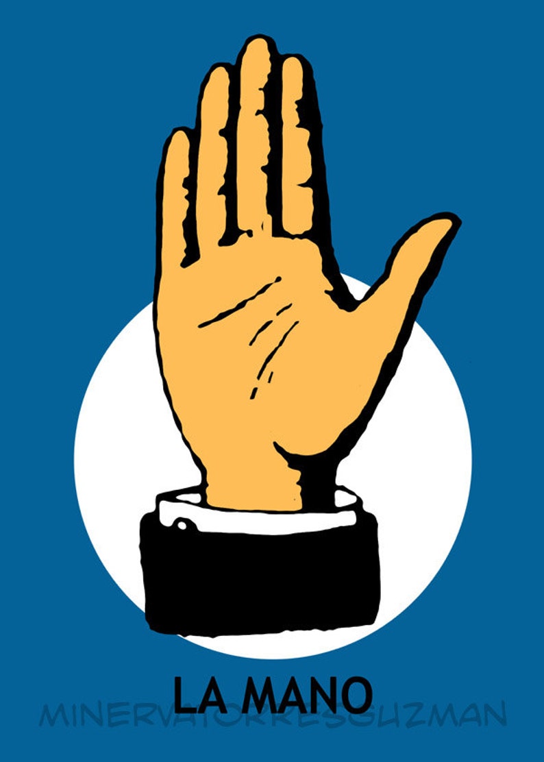 La Mano Loteria Mexican Pop Art Print Etsy