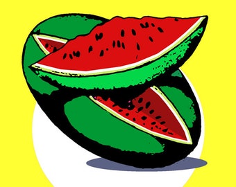 La Sandia Loteria Arte Pop Mexicano Grabado