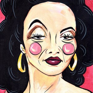 Maria Felix Mexican Pop Art Caricature Style Original Painting - 8x10 in Panel