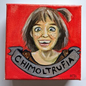 Chimoltrufia Original Mexican Pop Art Painting 4in x 4in Canvas image 2