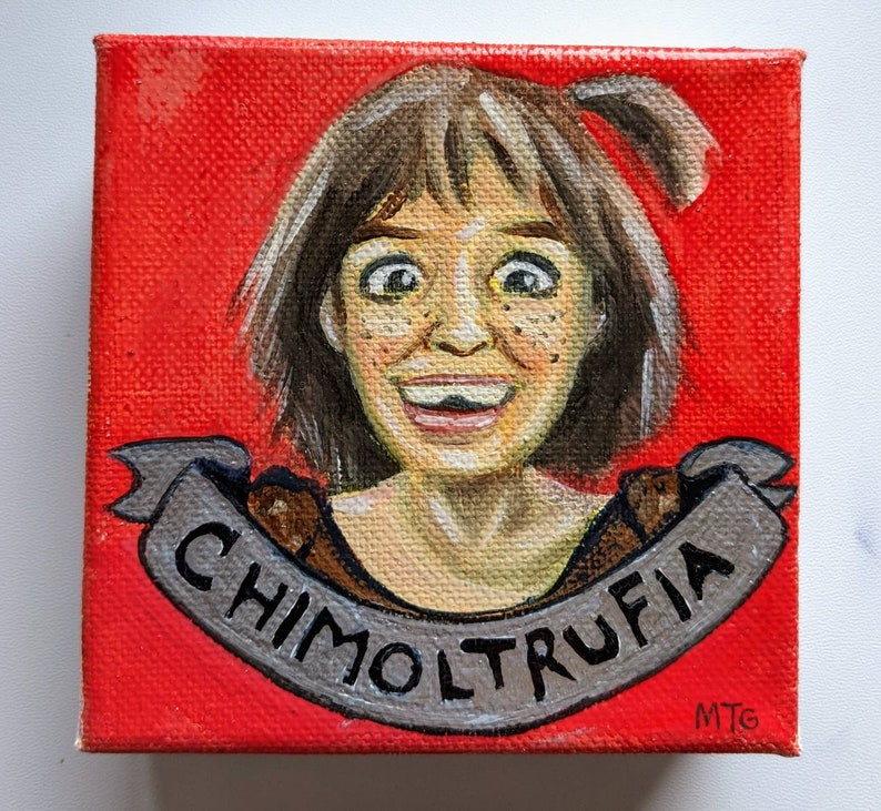 Chimoltrufia Original Mexican Pop Art Painting 4in x 4in Canvas image 2