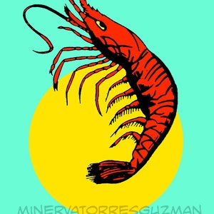 El Camaron Loteria meksykański nadruk pop-art