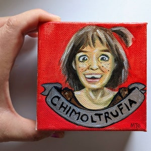 Chimoltrufia Original Mexican Pop Art Painting - 4in x 4in Canvas