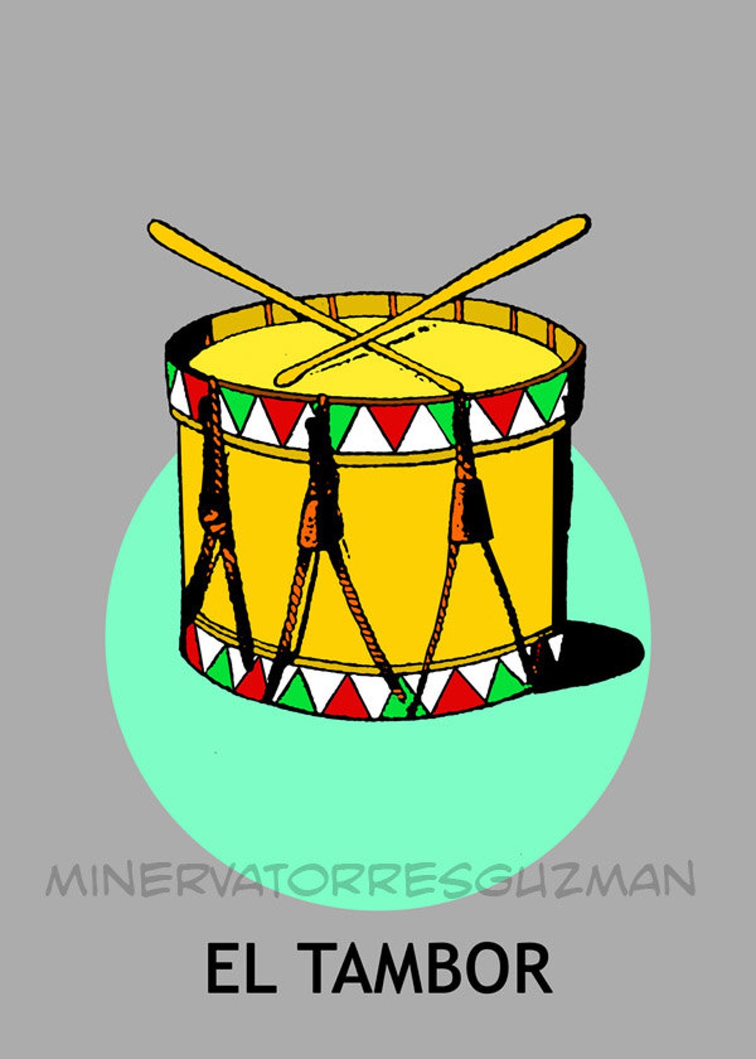 El Tambor Loteria Arte Pop Mexicano Grabado Etsy España