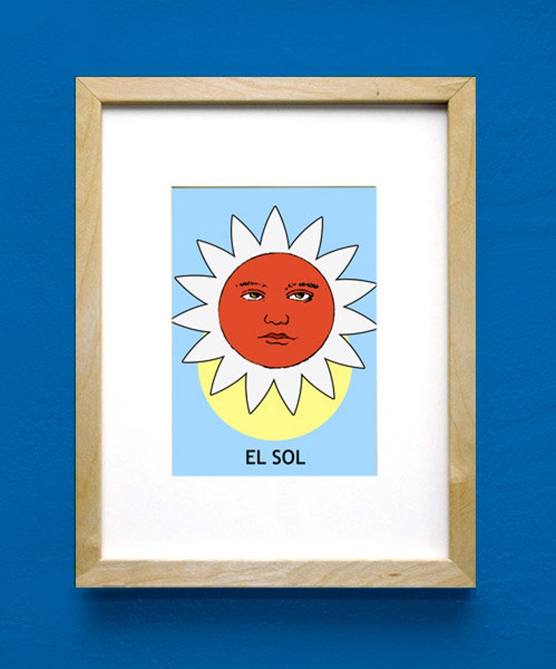 El Sol Loteria Mexicana Pop Art Print Etsy