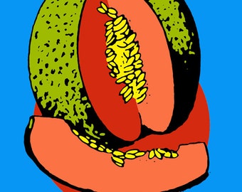 El Melón Loteria Arte Pop Mexicano Grabado