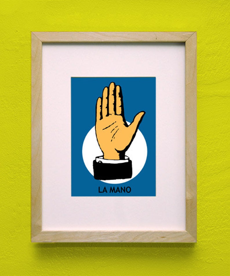 La Mano Loteria Mexican Pop Art Print Etsy