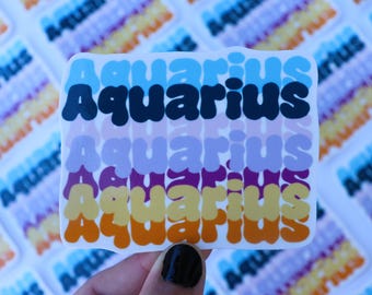 Adesivo in vinile con il segno zodiacale dell'Acquario (7,6 cm x 7,6 cm)