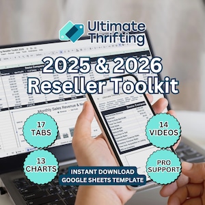 2025 & 2026 Reseller Business Spreadsheet - All-in-One Google Sheets Inventory, Sales and Profit Tracker for EBay, Poshmark and more