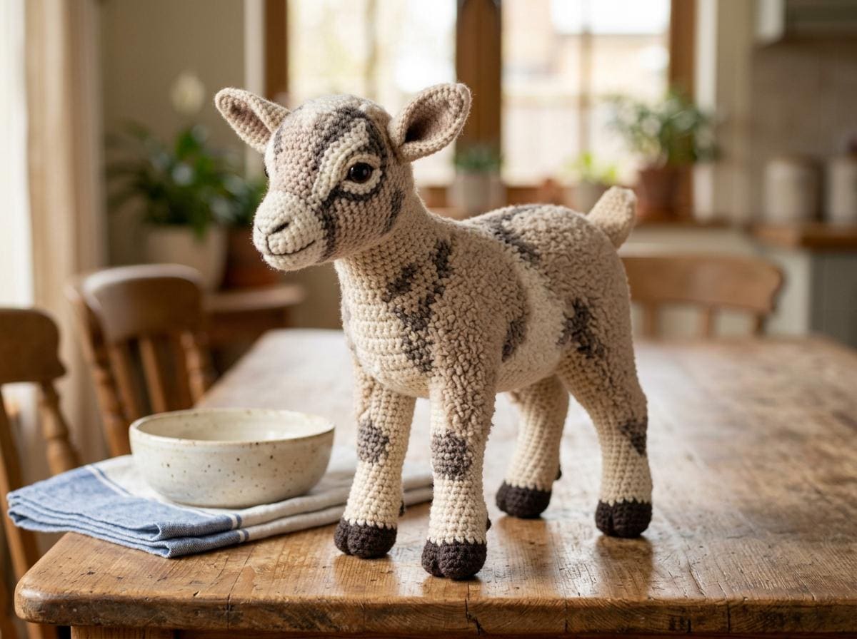 Realistic Baby Goat Crochet Pattern PDF | Advanced Amigurumi Newborn Kid, Poseable Legs, Sculpted Face, Fleece Texture