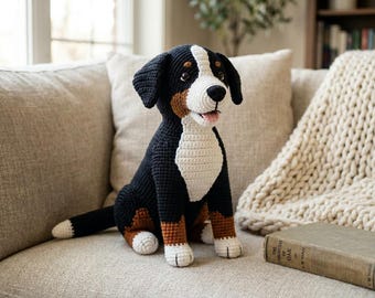 Bernese Mountain Dog Crochet Pattern PDF | Realistic Poseable Amigurumi Dog, Advanced Lifelike Bernese Pattern