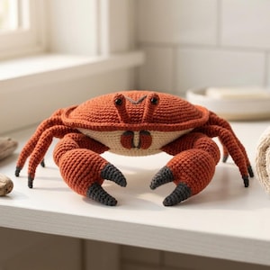 Realistic Crab Crochet Pattern PDF, Posable Rock Crab Amigurumi Pattern, Lifelike Sea Creature Decor, Instant Download