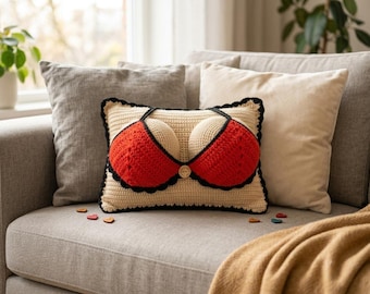 Novelty Cushion Crochet Pattern PDF, Cheeky Pillow Pattern, Funny Adult Gag Gift Decor, Bachelorette Gift, Instant Download