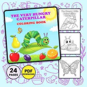 the Very Hungry Caterpillar Coloring Book: Butterfly Life Cycle, Kids Activity (Digital PDF)