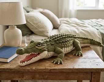 Realistic Crochet Crocodile Pattern PDF | Advanced Amigurumi Alligator Plush, Anatomically Sculpted Reptile Toy Tutorial