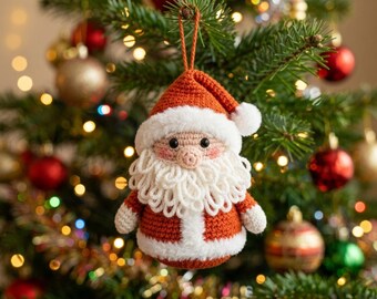 Santa Ornament Crochet Pattern PDF, Amigurumi Hanging Santa Ball, Christmas Ornament Pattern, Santa Claus Tree Decor, Instant Download