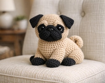 Realistic Pug Amigurumi Crochet Pattern (PDF Download)