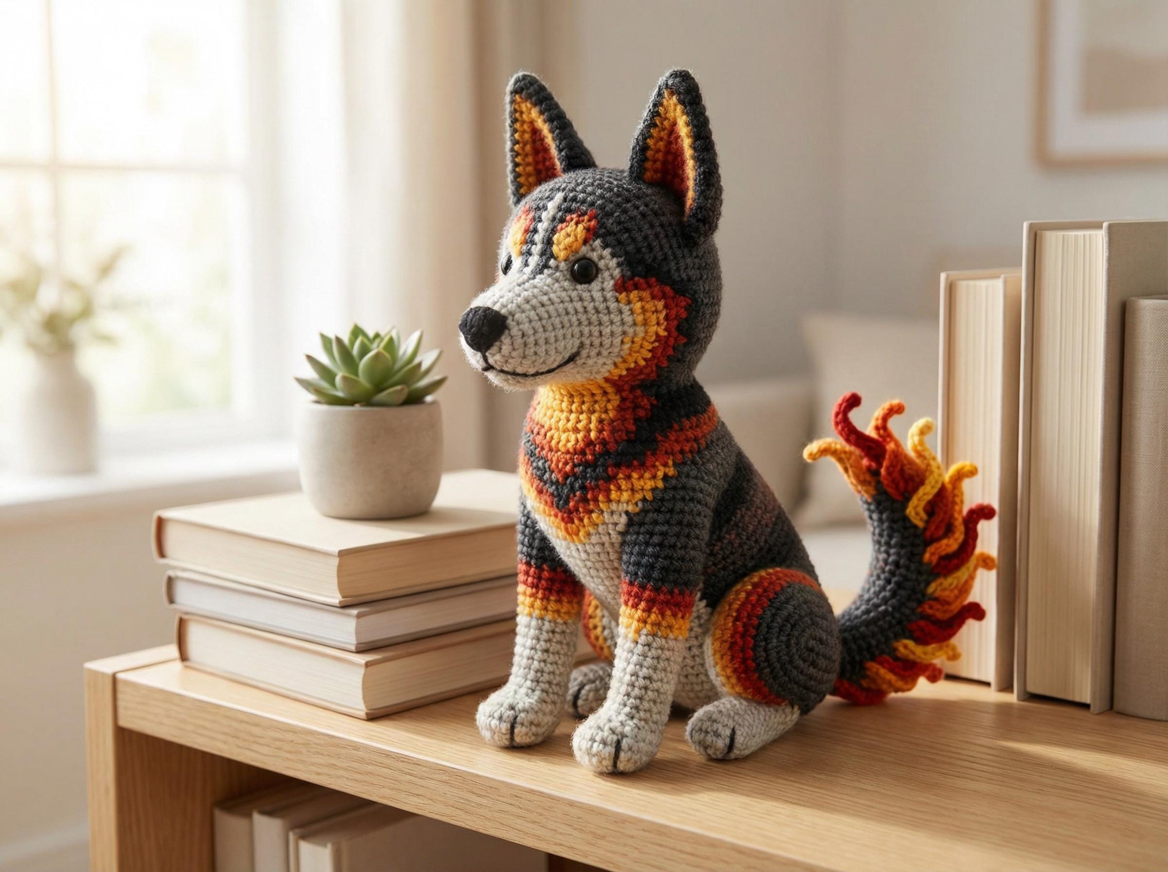 39 Husky Crochet Patterns for Plushies, Loveys, Cup Cozies, and Handmade Gifts 6 Realistic Fire Ember Husky Amigurumi