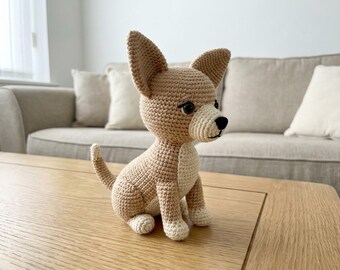 Realistic Chihuahua Amigurumi Crochet Pattern PDF – Small Seated Dog, Detailed Muzzle