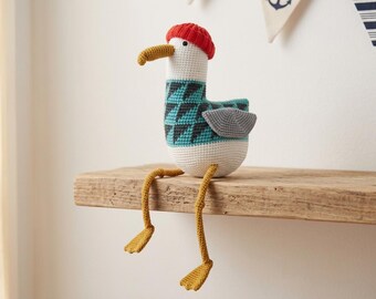 Bird Crochet Pattern PDF, Folk Shorebird Amigurumi Pattern, Long Leg Perching Bird, Coastal Shelf Sitter Decor, Instant Download