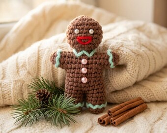 Gingerbread Man Crochet Pattern PDF, Amigurumi Gingerbread Plush, Christmas Cookie Doll, Cute Holiday Softie, Instant Download