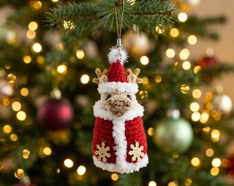 Reindeer Santa Charm Crochet Pattern PDF, Amigurumi Hanging Christmas Charm, Deer in Santa Suit Ornament, Cute Bag Charm, Instant Download