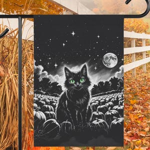 Halloween kattträdgårdsbanderoll: Spöklik höstdekoration utomhus