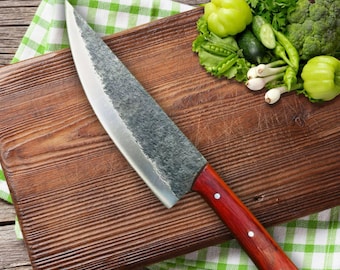 Hand Forged High Carbon Steel Chef Knife with Leather Sheath