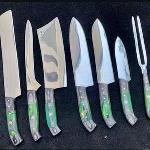 Handgjort kockknivsset i D2-stål, köksknivslida, jubileumspresent, present till älskare