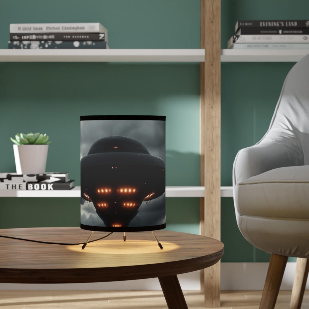 Tripod Lamp, Stormy Night UFO High-res Printed Shade, US/CA Plug, Alien ...