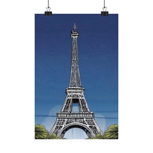 Pósteres verticales, impresión de dibujos animados de la Torre Eiffel, arte mural de París, impresión en papel mate, decoración del hogar, póster de viaje