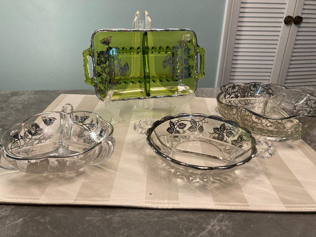Cambridge Glass Silver Overlay - Etsy