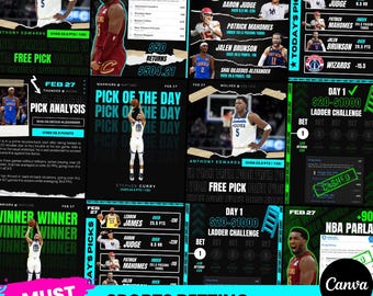 Sports Betting Templates, Editable Sports Bet Template for Social Media, NBA, NFL, MLB, Soccer
