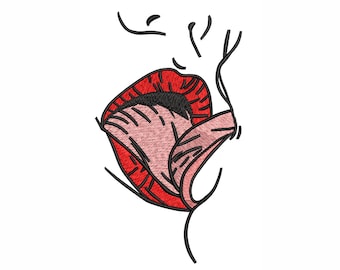 Hot Lips machine borduurwerk ontwerpen | Direct downloaden