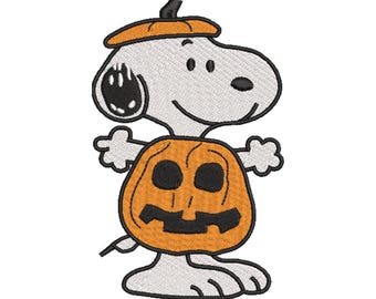 Pumpkin Snoopy-borduurontwerp, Halloween-tekenfilmbestand (digitale download)