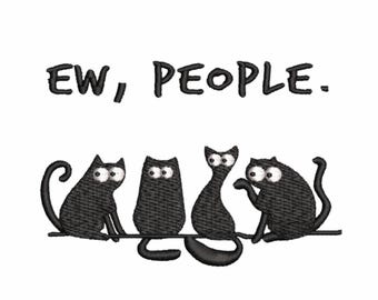¡Qué asco! – Diseño de bordado a máquina de gato divertido • Descarga instantánea