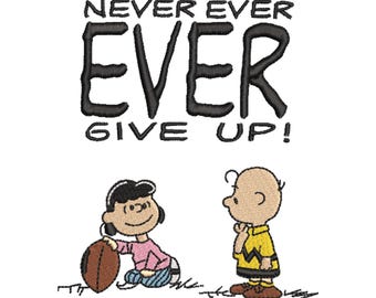 Snoopy Never Ever Give Up Embroidery Design (Digital Download)