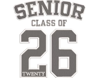 Borduurontwerp voor senioren van 2026 | Varsity Letterman-patchstijl (digitale download)